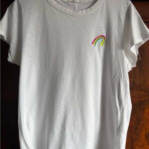 rag & bone White Tee with Rainbow Detail